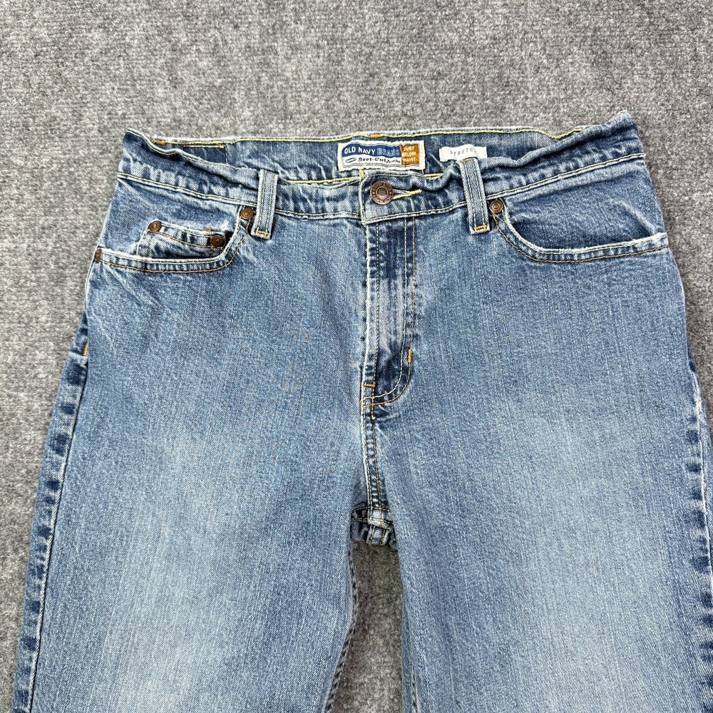 Vintage Old Navy Bootcut Jeans Sz 8 Mid Rise Stretch Below Waist Distressed Y2K - Picture 4 of 16